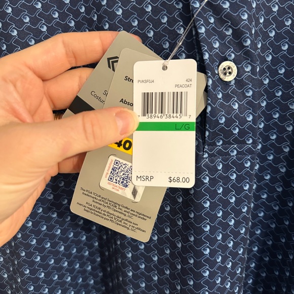 NWT | PGA Tour Navy Patterned Men's Polo Shirt - Picture 3 of 8